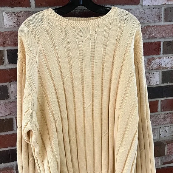 NAUTICA Light Yellow Crewneck 100% Cotton Ribbed Knit Sweater XL NWOT - Picture 6 of 12